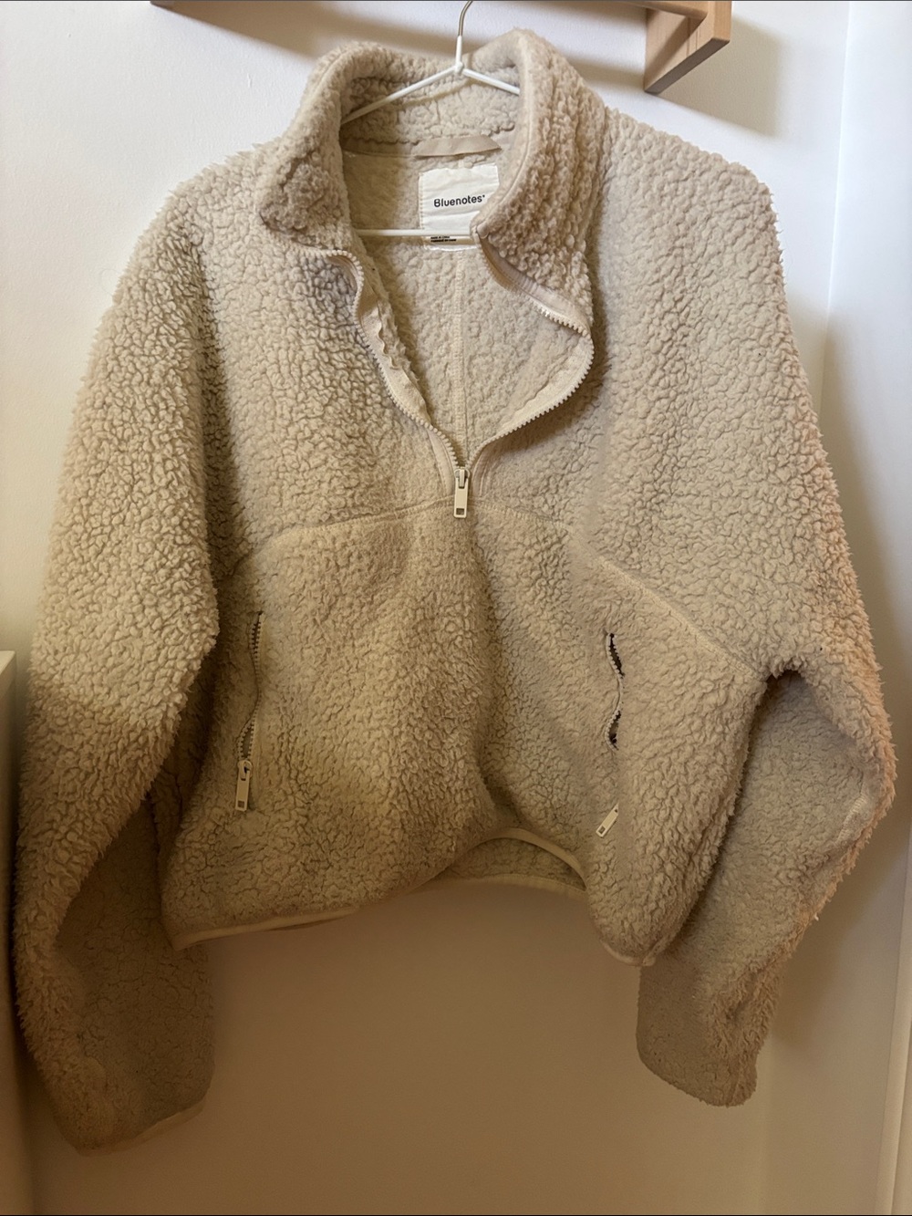 Bluenotes Cream Sherpa Quarter-Zip Pullover Jacket